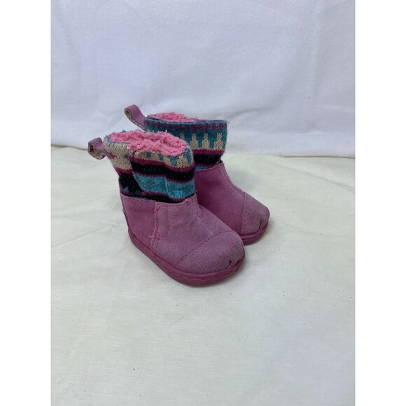TOMS Other - TOMS Nepal Boot Pink Suede Mix Boot size Tiny 2 T